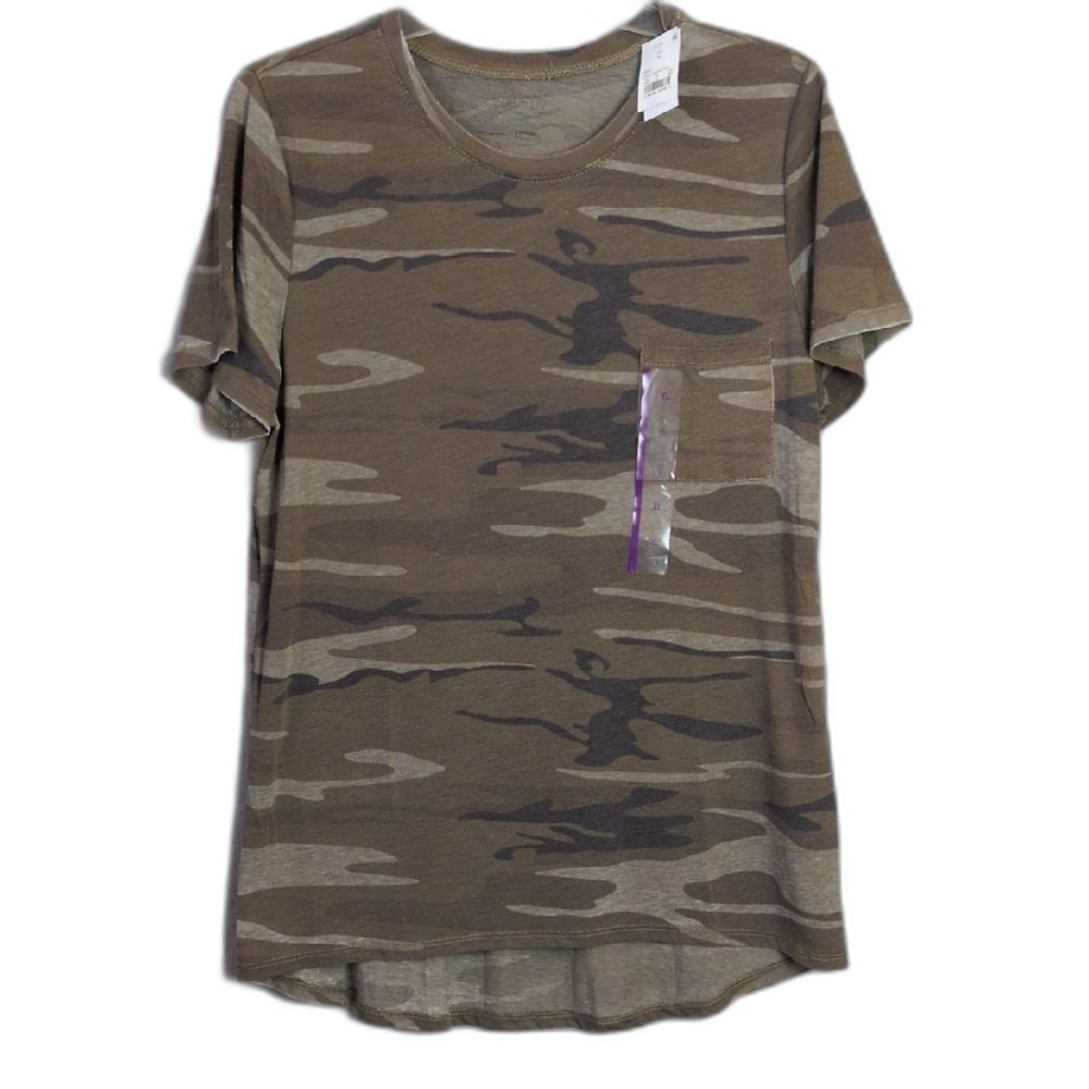 Zoe + Liv Green Camo Pocket Tee Womens XL NWT